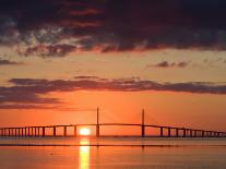 Sun Rises Behind the Sunshine Skyway Bridge, Pinellas County, Florida-Jerry & Marcy Monkman-Photographic Print