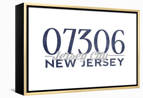 Jersey City, New Jersey - 07306 Zip Code (Blue)-Lantern Press-Framed Stretched Canvas