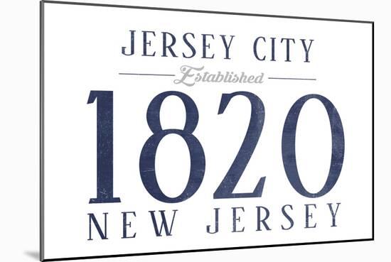 Jersey City, New Jersey - Established Date (Blue)-Lantern Press-Mounted Art Print