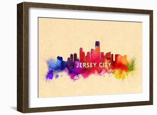 Jersey City, New Jersey - Skyline Abstract-Lantern Press-Framed Art Print