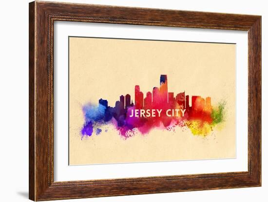 Jersey City, New Jersey - Skyline Abstract-Lantern Press-Framed Art Print