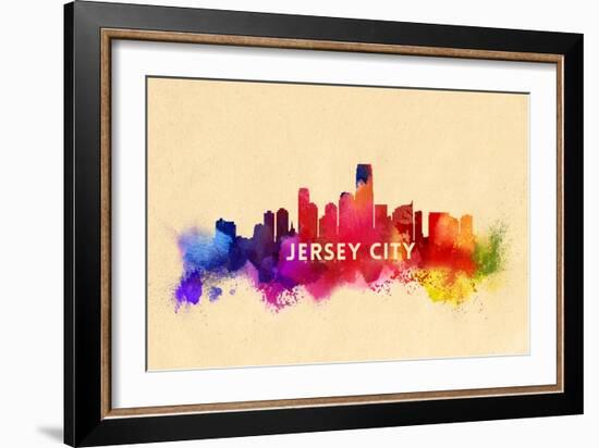 Jersey City, New Jersey - Skyline Abstract-Lantern Press-Framed Art Print