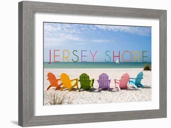 Jersey Shore - Colorful Chairs-Lantern Press-Framed Art Print