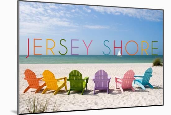 Jersey Shore - Colorful Chairs-Lantern Press-Mounted Art Print