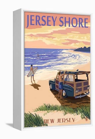 Jersey Shore - Woody on the Beach-Lantern Press-Framed Stretched Canvas