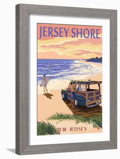 Jersey Shore - Woody on the Beach-Lantern Press-Framed Art Print