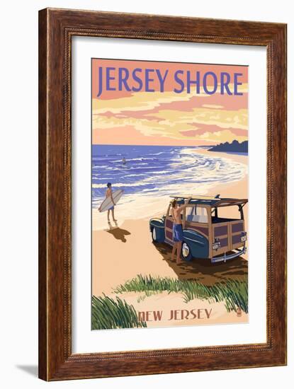 Jersey Shore - Woody on the Beach-Lantern Press-Framed Art Print