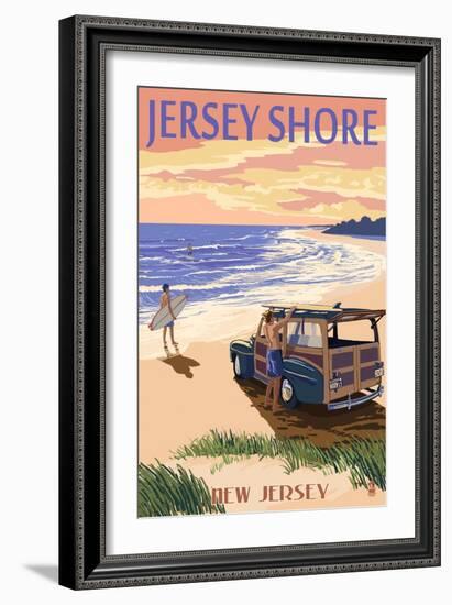 Jersey Shore - Woody on the Beach-Lantern Press-Framed Art Print