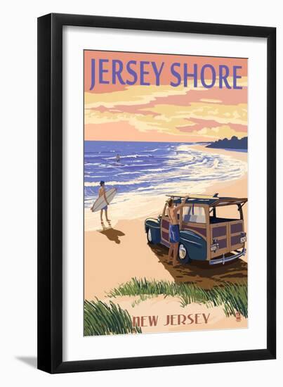 Jersey Shore - Woody on the Beach-Lantern Press-Framed Premium Giclee Print