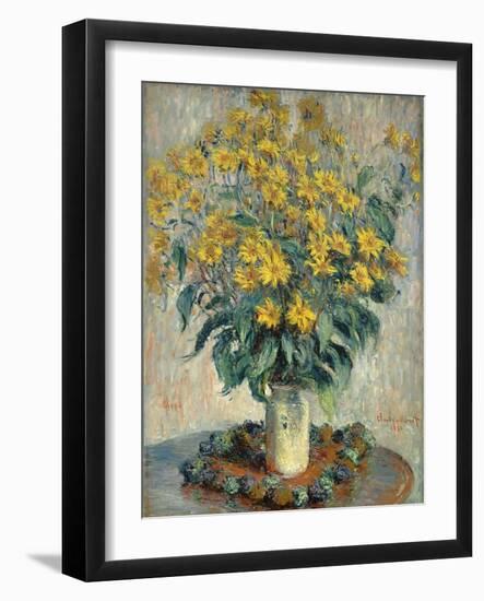 Jerusalem Artichoke Flowers, 1880-Claude Monet-Framed Giclee Print