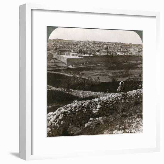 Jerusalem, as Seen from the South-East, Showing the Site of the Temple, Palestine, 1900s-Underwood & Underwood-Framed Photographic Print