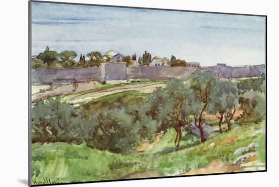 Jerusalem city walls in the Holy Land c1910-Harold Copping-Mounted Giclee Print