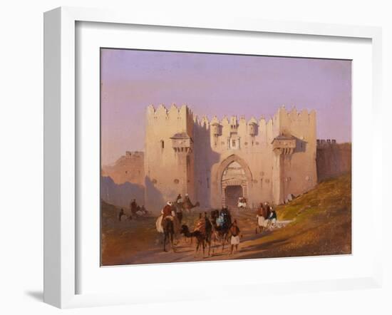 Jerusalem, Damascus Gate-Ippolito Caffi-Framed Art Print