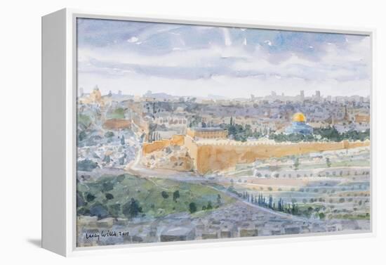 Jerusalem from the Mount of Olives, 2019 (W/C on Paper)-Lucy Willis-Framed Premier Image Canvas