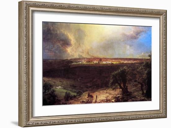 Jerusalem From The Mount Of Olives-Frederic Edwin Church-Framed Art Print