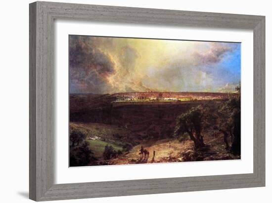 Jerusalem From The Mount Of Olives-Frederic Edwin Church-Framed Art Print