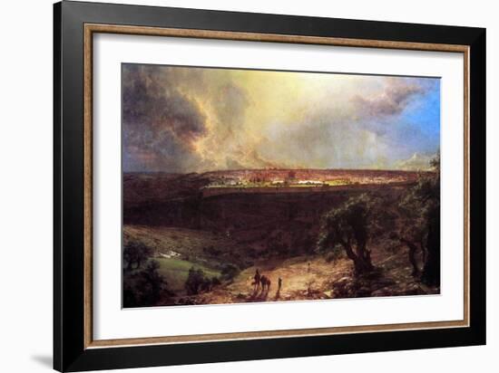 Jerusalem From The Mount Of Olives-Frederic Edwin Church-Framed Art Print