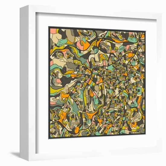 Jerusalem Map-Jazzberry Blue-Framed Art Print