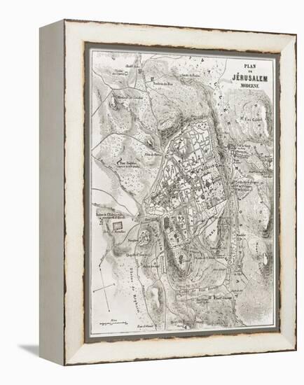 Jerusalem Old Map-marzolino-Framed Stretched Canvas