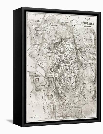 Jerusalem Old Map-marzolino-Framed Stretched Canvas