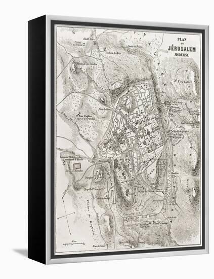 Jerusalem Old Map-marzolino-Framed Stretched Canvas