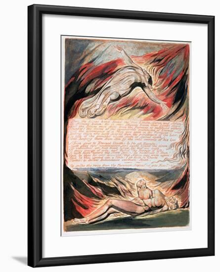 Jerusalem the Emanation of Giant Albion, The Divine Hand Found the Two Limits, Satan and Adam, 1804-William Blake-Framed Giclee Print