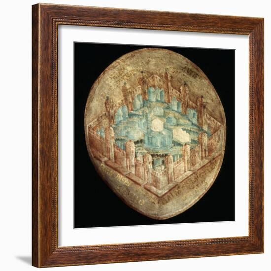 Jerusalem the Holy City, Fresco, 16th century, Tecamachalco, Puebla, Mexico-Juan Gerson-Framed Photographic Print