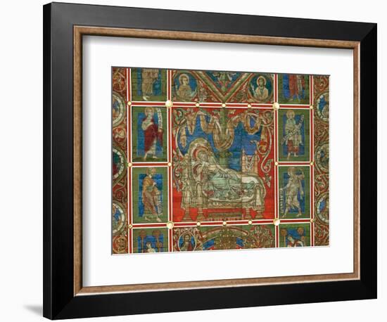 Jesse Asleep, Panel from the Wooden Ceiling in St. Michael, Hildesheim, Early 13th Century-null-Framed Giclee Print