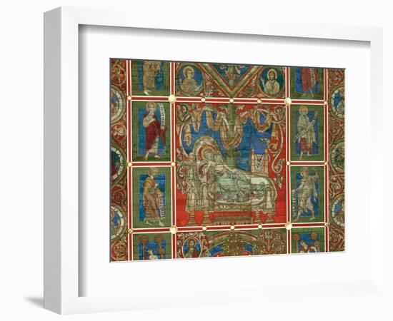 Jesse Asleep, Panel from the Wooden Ceiling in St. Michael, Hildesheim, Early 13th Century-null-Framed Giclee Print