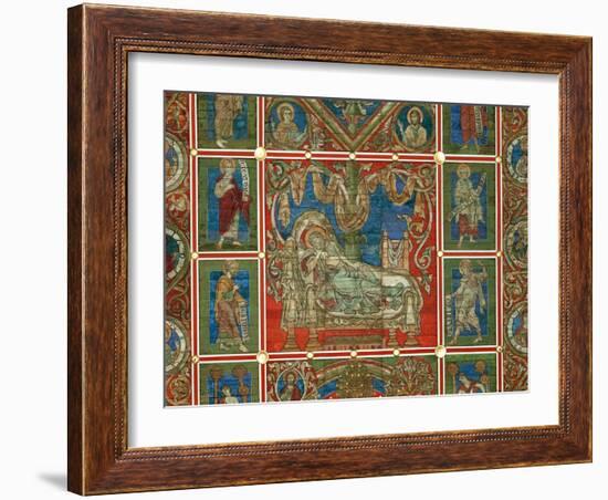 Jesse Asleep, Panel from the Wooden Ceiling in St. Michael, Hildesheim, Early 13th Century-null-Framed Giclee Print