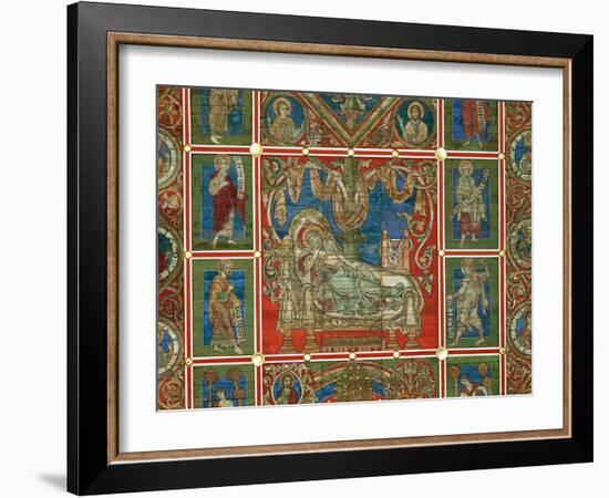 Jesse Asleep, Panel from the Wooden Ceiling in St. Michael, Hildesheim, Early 13th Century-null-Framed Giclee Print