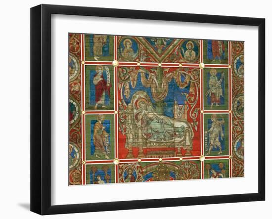 Jesse Asleep, Panel from the Wooden Ceiling in St. Michael, Hildesheim, Early 13th Century-null-Framed Giclee Print