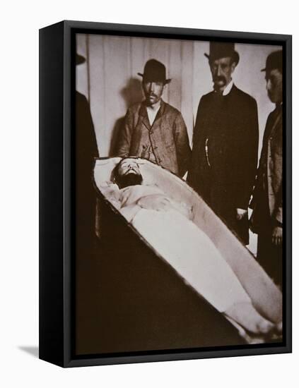 Jesse James in His Coffin after Being Shot Dead in 1882-American Photographer-Framed Premier Image Canvas