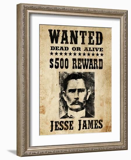 Jesse James Wanted Advertisement-null-Framed Art Print