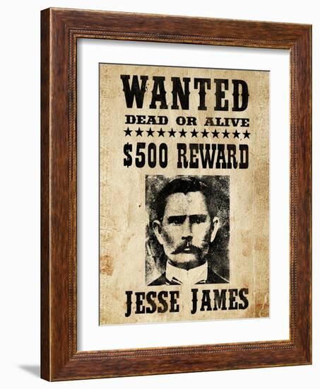 Jesse James Wanted Advertisement-null-Framed Art Print