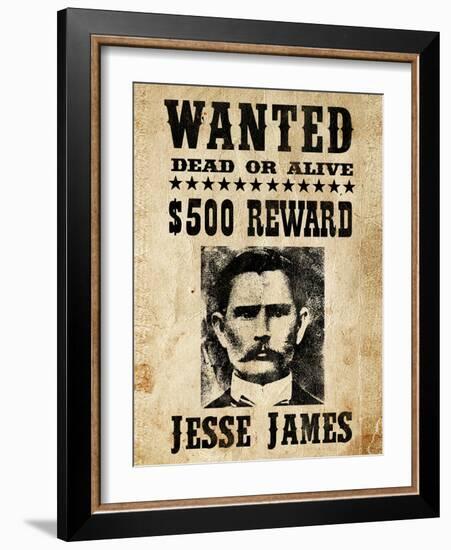 Jesse James Wanted Advertisement-null-Framed Art Print