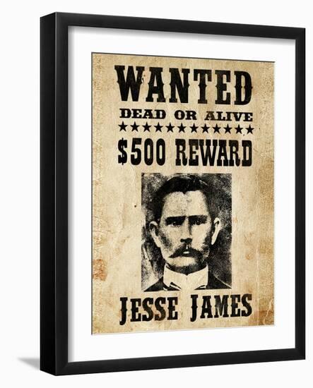 Jesse James Wanted Advertisement-null-Framed Art Print