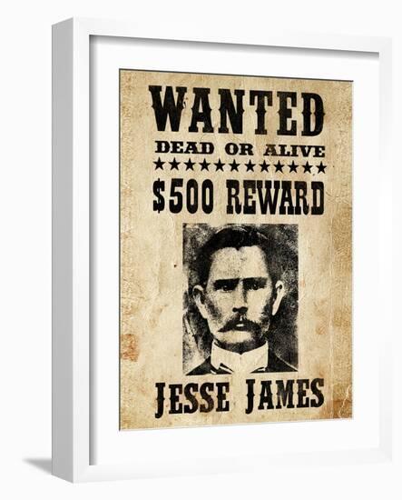 Jesse James Wanted Advertisement-null-Framed Art Print