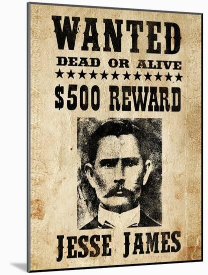 Jesse James Wanted Advertisement-null-Mounted Art Print