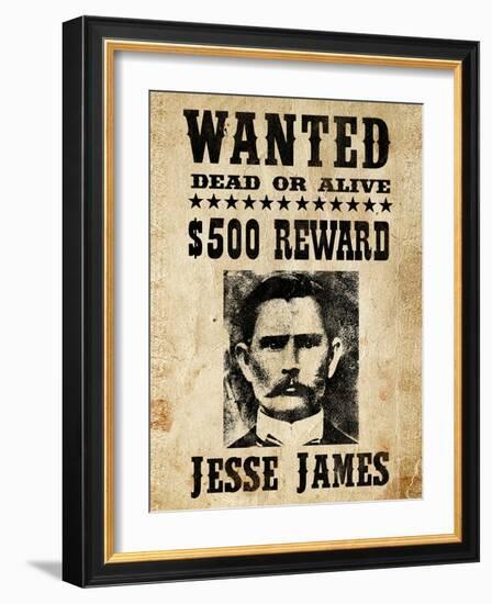 Jesse James Wanted Advertisement-null-Framed Art Print