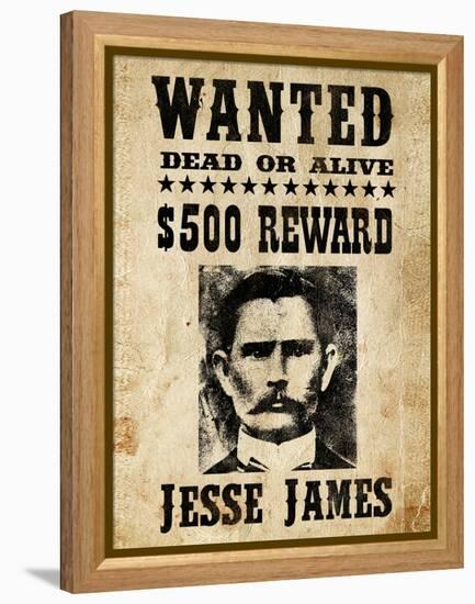 Jesse James Wanted Advertisement-null-Framed Stretched Canvas