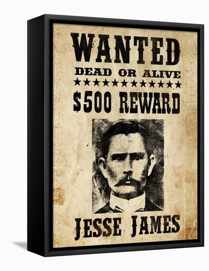 Jesse James Wanted Advertisement-null-Framed Stretched Canvas