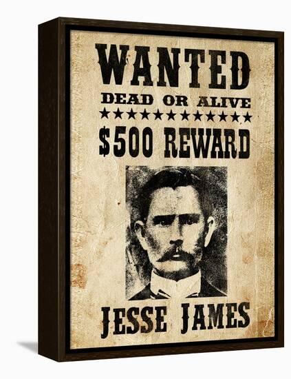 Jesse James Wanted Advertisement-null-Framed Stretched Canvas