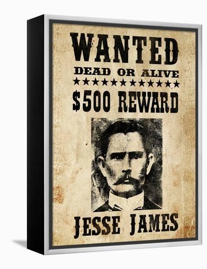 Jesse James Wanted Advertisement-null-Framed Stretched Canvas