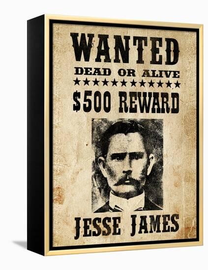 Jesse James Wanted Advertisement-null-Framed Stretched Canvas
