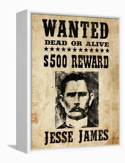 Jesse James Wanted Advertisement-null-Framed Stretched Canvas