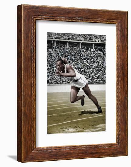 Jesse Owens at the start of the 200 metres at the Berlin Olympic Games, 1936-Unknown-Framed Photographic Print