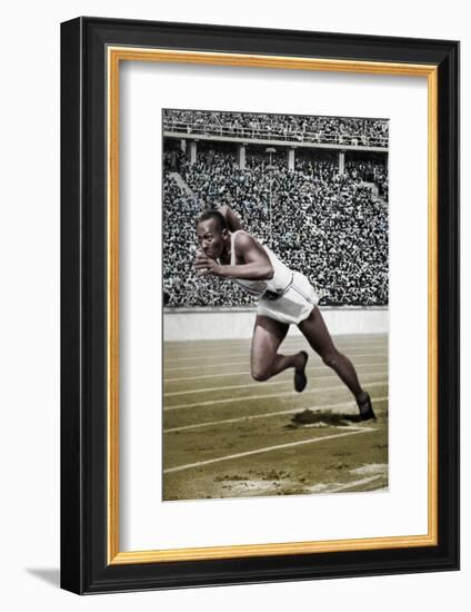 Jesse Owens at the start of the 200 metres at the Berlin Olympic Games, 1936-Unknown-Framed Photographic Print