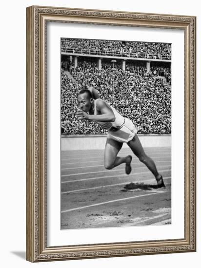 Jesse Owens at the Start of the 200 Metres at the Berlin Olympic Games, 1936-null-Framed Giclee Print