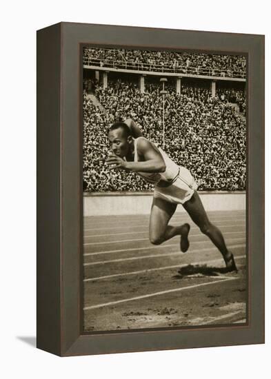 Jesse Owens at the Start of the 200m Race at the 1936 Berlin Olympics-null-Framed Premier Image Canvas